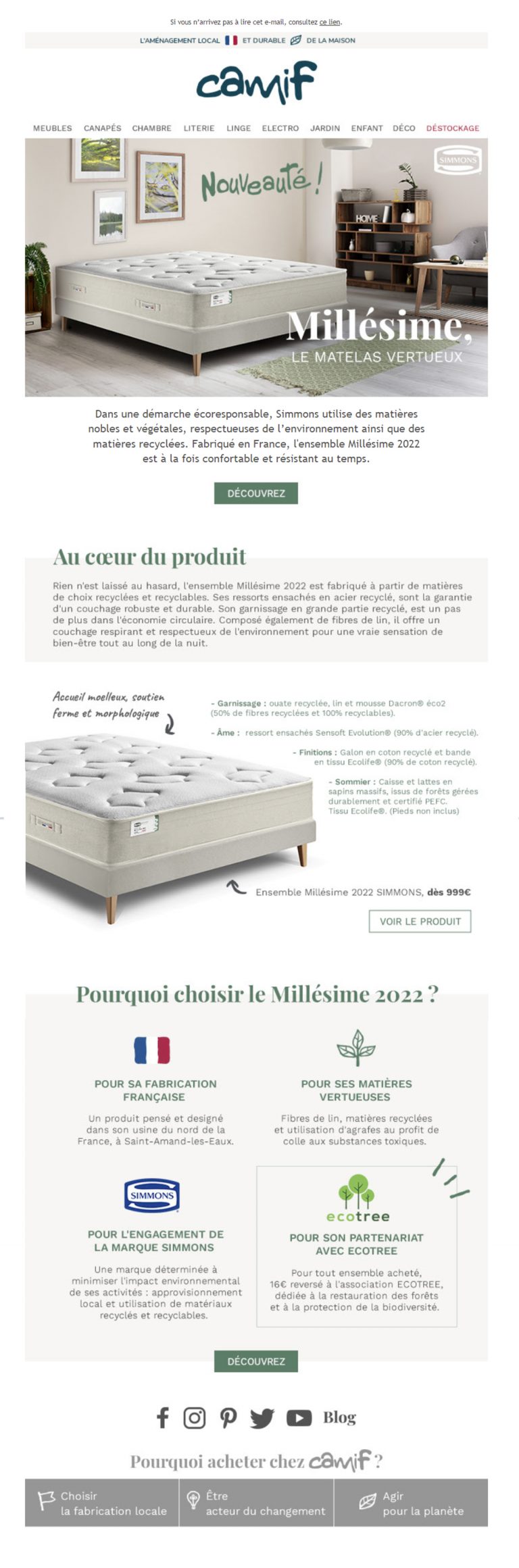 Illustration de l’avis : CAMIF – Courriel publicitaire