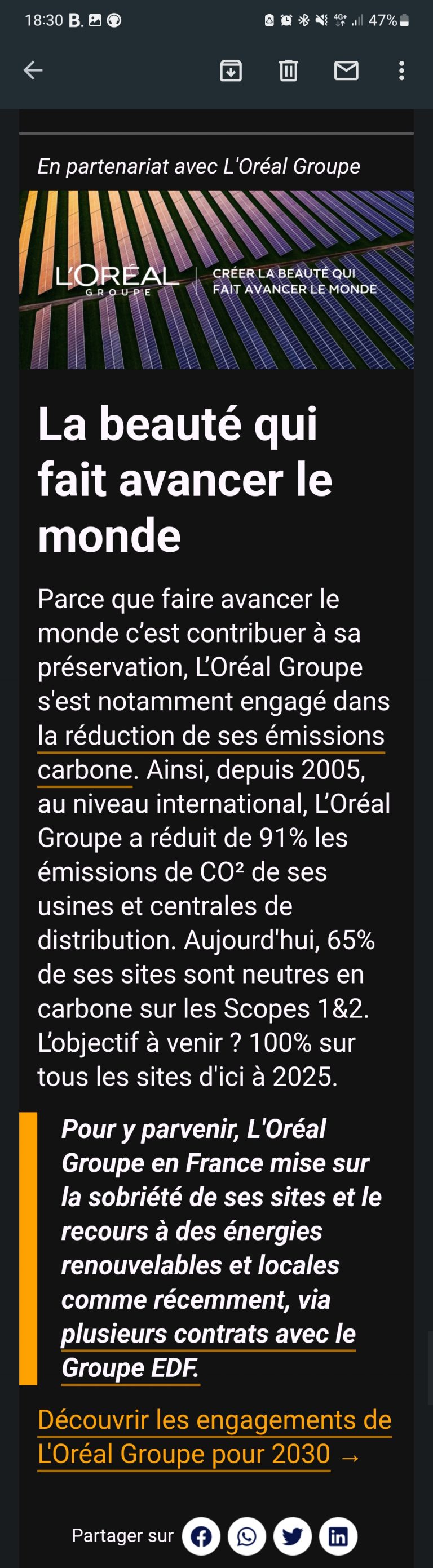 Illustration de l’avis : L’OREAL GROUPE – Lettre d’information