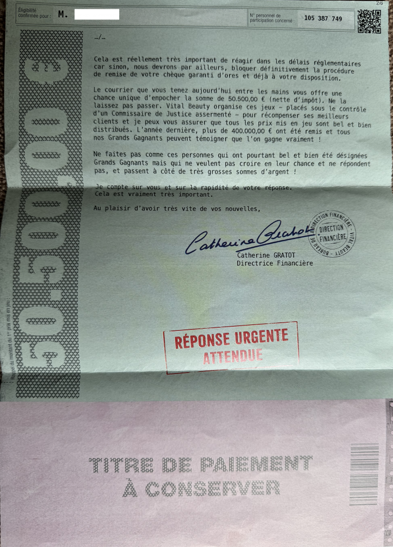 Illustration de l’avis : VITAL BEAUTE – Publipostage